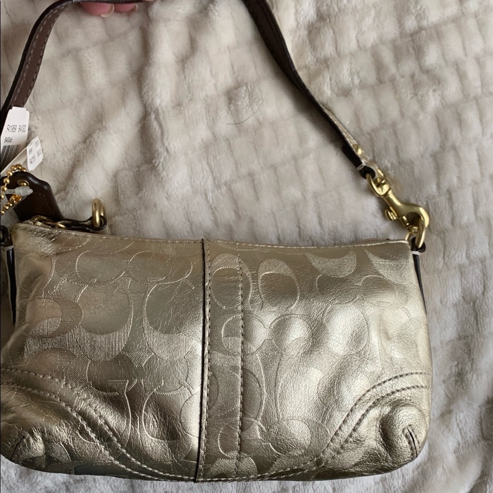 New With Tags Coach Monogram Gold Metallic Handbag